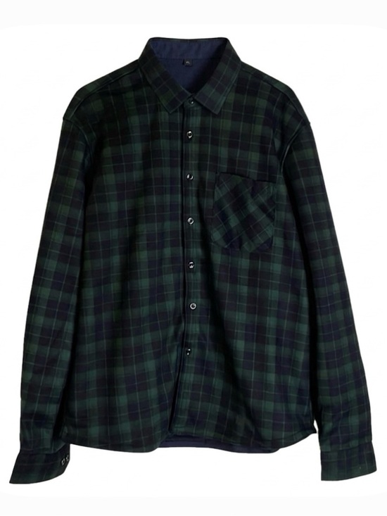 unbranded Other - Plaid Button Down Polyester Fiber Shirt, Men’s XL, Green Navy